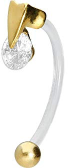 PIERCINGLINE PMFK Bananabell + Chirurgenstahl Design | HERZ + KRISTALL | Piercing Intimbereich Bauch | Farbauswahl