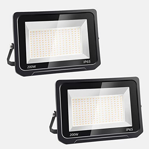 bapro 2 pieza 20000 Lúmenes Focos LED 200W Exterior con LED Foco Proyector IP65 Luz fría 6500K Proyector LED Exterior LED Floodlight Exterior Iluminación Decoración para Jardín, Parque, Garaje