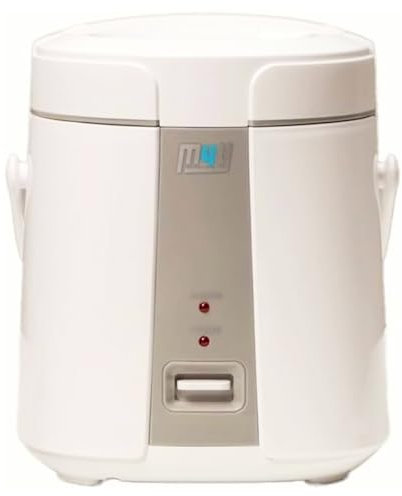 Small M4Y Rice Cooker and Steamer 0.4 Litre for 1-4 People - With Steamer Attachment, Keep Warm Function, Premium Inner Pot, Spatula & Measuring Cup, Perfect Rice Every time