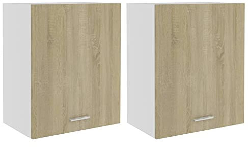 vidaXL 2X Armarios de Cocina Muebles Mobiliario Duradero Mesa Trabajo Almacenamiento Cuenco Plato Olla Alacena Contrachapada Roble Sonoma 50x31x60cm