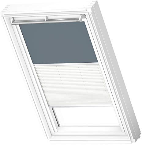 VELUX Original Dachfenster Duo Verdunkelungsrollo für CK04, Blaugrau, mit weißer Führungsschiene