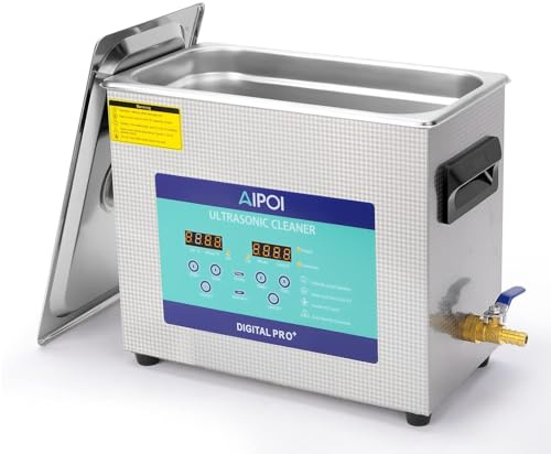 AIPOI Ultraschallreinigungsgerät 6,5L – Edelstahl Ultraschallreiniger mit Heizung 180W für Vergaser, Metallteile, Fahrrad- & Autoteile, Leiterplatten, Laborinstrumente