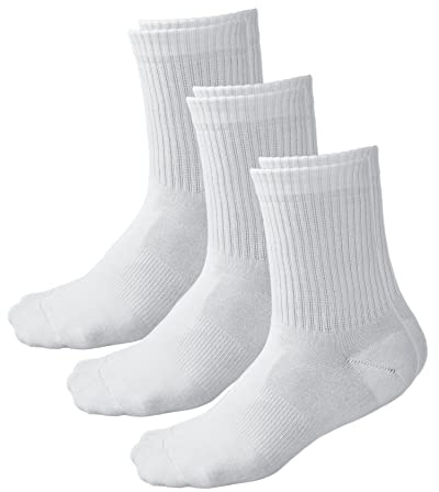 vitsocks Mujer Calcetines Deporte Fibra BAMBÚ Crew (3 PARES) Skate Tenis Finos Antiampollas Deportivos Clasicos, lisos blanco, 35-38