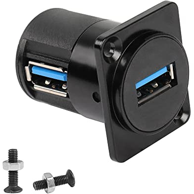 QIANRENON 90 Degree Angle USB3.0 Panel Mount Connector Socket 5Gbps USB3.0 Female to Female Right Angle Coupler High-Speed Data Transmission D-Type Extension Interface Adapter