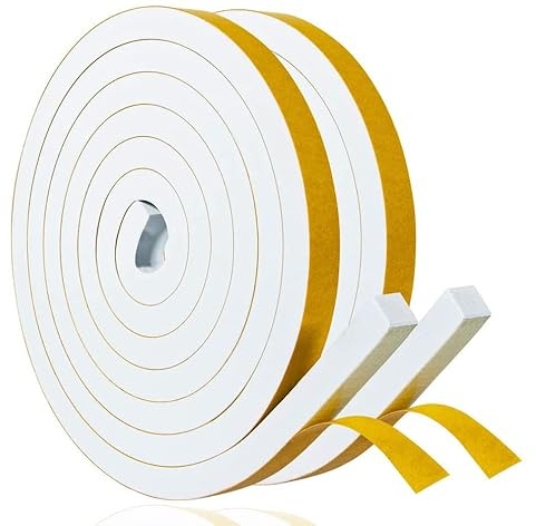 Dichtungsband Selbstklebend für Türen Fensterdichtung 12mm(B) x 10mm(D)/4m(L) Schaumstoff Klebeband Gummidichtung Gegen Kalte Zugluft/Anti-Kollision/Schalldichter/Wasserdichter/Staubdicht Weiß
