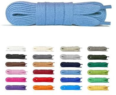Laceter Lacci Piatte per Scarpe da Ginnastica, Sneakers e Stivali - Resistenti e Duraturi, Larghezza 8mm - Disponibili in Diverse Lunghezze e Colori per Uomo, Donna e Bambini - Cielo blu, 150 cm