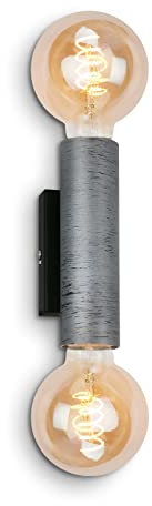 BRILONER - Lampada da parete vintage, spot da parete retro, lampada da parete Up & Downlight, 2x attacco E27, Silver-Crafted, Nero