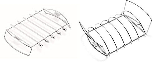 Weber 6606 Schaschlik Set, Kebab-Set, Edelstahl & 6469 Original Rib and Roast Holder