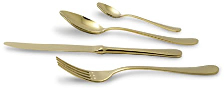 Rivadossi Sandro 4716S02 Set di Posate per 4 Persone, 16 Pezzi-Serena-100% Made in Italy, Artigianalità e Design, Acciaio Inox 18/10, Oro