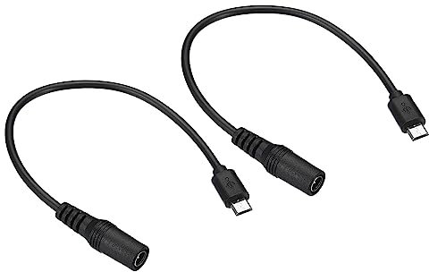 PATIKIL 7.9 Micro USB DC Estensione Cavo, 2pz Maschio Femmina Estensione Alimentazione Cavi per Fan LED Strisce, Nero