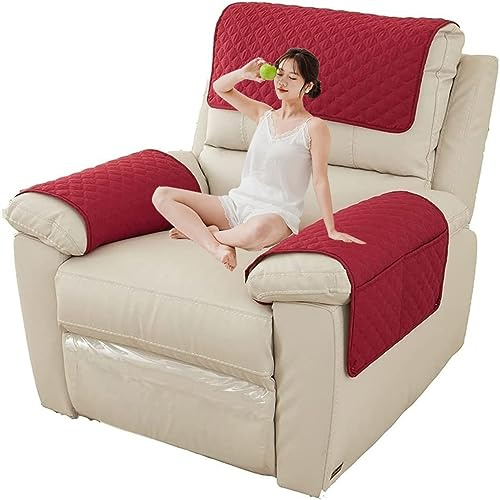 AQIGR Armlehnenschoner, Sesselschoner, Couch Kopfstützenbezug，für 1/2/3 Sitzer Schonbezüge Möbelschutz für Sofa, Stuhl (Color : #16, Size : 2 Seat/4 Piece Set)