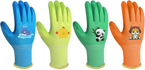 SLARMOR Guantes de Jardinería para Niños,Guantes de Trabajo Patio para Niños,Guantes de Jardinería para Niños de 2 a 3,4 a 5 y 6 a 13 año,Guantes Protectores de Látex Niños para Hogar,Escuela,Pintura