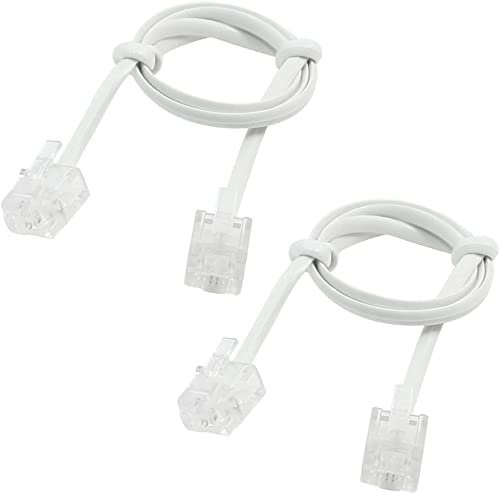 XYWHPGV 2 pz bianco 6P2C RJ11 a RJ11 modulo cavo di prolunga per telefono lungo 50 cm(4de78 e1de1 8251a d54af 94a37 f44c9