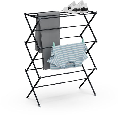 SsngygHme Drying Rack for Laundry, Foldable Clothes Drying Rack, Small Collapsible Dry Rack for Clothes, Use for Indoor & Outdoor Drying Clothes, Black 40x29x14.5