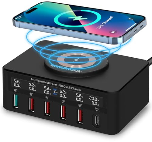Estación de carga, estación de carga USB de 100 W6 puertos, estación de carga USB múltiple, estación de carga para múltiples dispositivos, estación de carga multiUSB, cargadores para múltiples