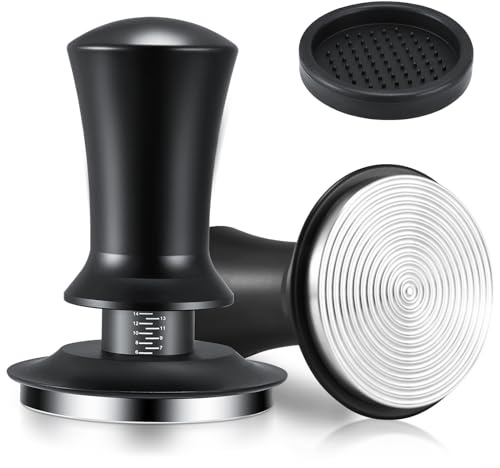 Couleeur Espresso Tamper, Coffee Tamper 58mm 20lbs Contact Pressure Tamper Tool，Calibrated Spring Loaded Espresso with Ripple Base Tamper for 58mm (Black)