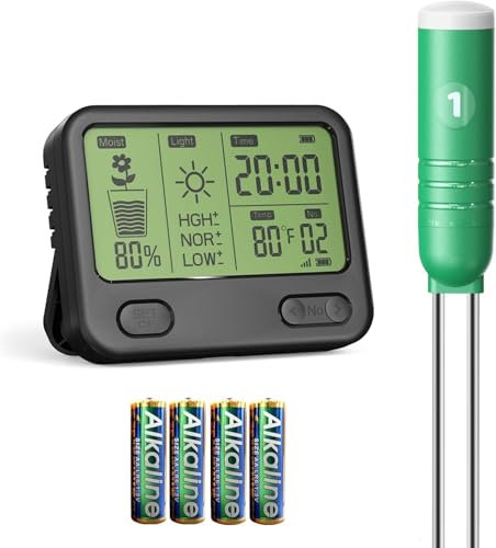 VODESON Boden Feuchtigkeitsmesser,Feuchtigkeitsmessgerät pflanzen,Pflanzenwassermesser,Feuchtigkeitsmesser für Topfpflanzen,IndoorMoisture Sensor Bodenprüfer für Garten,Rasen(1 Sensoren ohne Batterie)