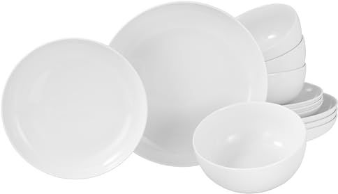 Creatable, Allround Weiss, 12-teiliges Teller Set aus Porzellan | Geschirrset, spülmaschinen- und mikrowellengeeignet, 22556