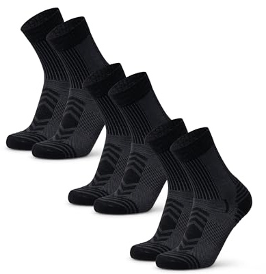 DANISH ENDURANCE Vandringsstrumpor, Lätt Merinoull, Strumpor med anti-blåsor dämpning, för Män & Kvinnor, Unisex, 3-pack, Svart, 48-51