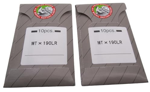 20 agujas de coser de cuero de 49 mm de longitud 190LR MTX190LR en caja de plástico transparente CKPSMS, compatible con/repuesto para máquinas industriales de la marca Pfaff/Adler (tamaño de aguja:
