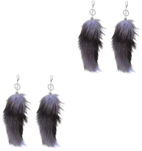 BESTYASH 4 Stück Schlüsselanhänger Strumpf Füller Gear Fox Echter Fuchsschwanz Auto Kostüm Einkaufstasche Für Frauen Therianischer Kunstfuchsfell