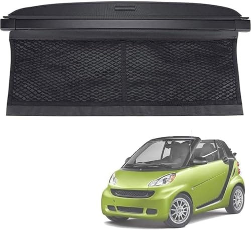 Laderaumabdeckung Kofferraum für Smart 451 Fortwo 2007-2014 Schutz Abdeckung Cargo Cover Schwarz Ausziehbar Kofferraumabdeckung Rollo