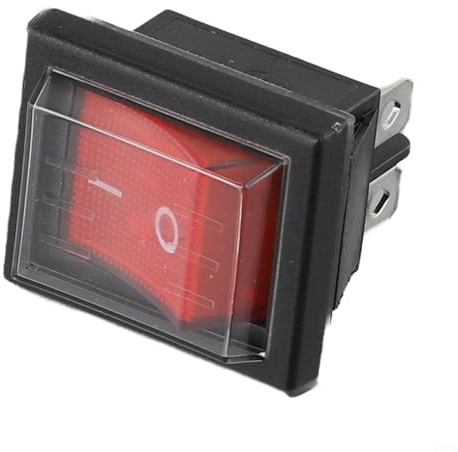 2 Stück Wippschalter, mit wasserdichter Abdeckung, Schalter 2 Pole (4 Pins) 16 A 250, Snap-in-Design, quadratischer Schalter mit integriertem Licht