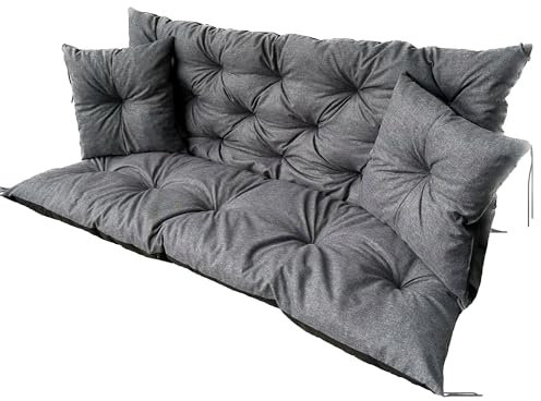 EDANTI Hollywoodschaukel Auflage Set Sitzauflagen Gartenmöbel Gartenkissen Sitzkissen Bankauflage Wasserdichtes Schaukelkissen +2X Kleinere Kissen (180x60x50cm)
