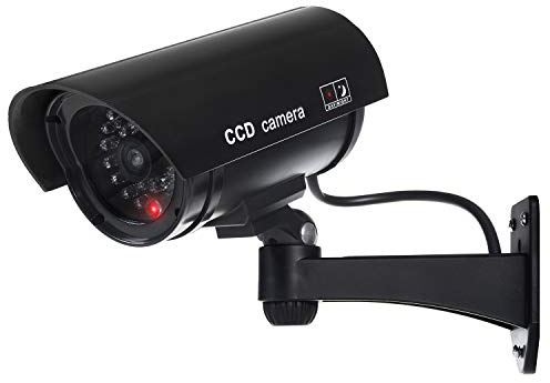 Maclean IR1100 2er Pack Überwachungskamera Attrappe | Wetterfest mit Blinkender LED | Innen & Außen | Einfache Montage | Täuschend echt | Sicherheit für Haus, Büro, Geschäft, Garage (2 Stück,Schwarz)