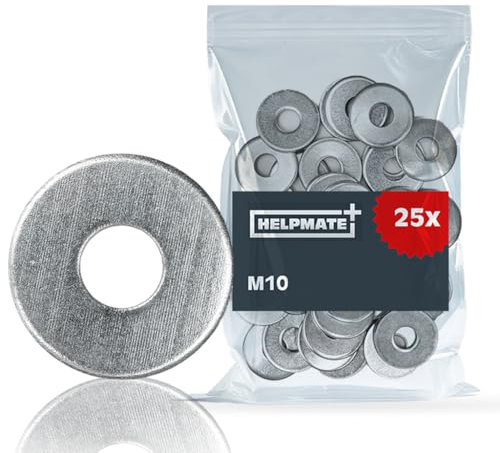 HELPMATE - Rondelle M10 DIN 9021 - acciaio zincato - 25 pezzi - Rondelle per carrozzeria per interni