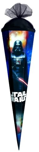 Familando große Schultüte für Jungen und Mädchen Zuckertüte 85cm 6-eckig mit Tüllverschluss zur Einschulung (Star Wars)