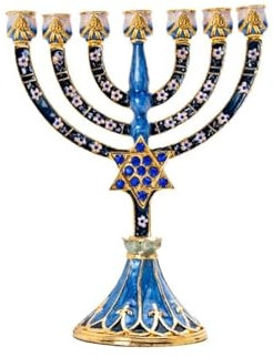 RUGOD Kerzenhalter Kerzenständer aus Wachs, Chanukka-Menora, Chanukka-Kerzenständer, Kerzenständer, Kerzenhalter, handbemalt, Gold Dekoration