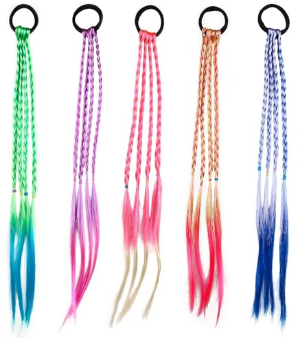 Ciocche di capelli colorate per bambini,Ciocche di capelli intrecciate colorate da intrecciare per ragazze donne feste di compleanno parchi di divertimento
