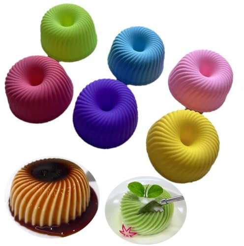 TOPBSFARNY Silikon Form Gugelhupfform, Antihaft-Silikonformen zum Backen, Cupcakes, Maisbrot, Brownie, Gelee, 6 Stück