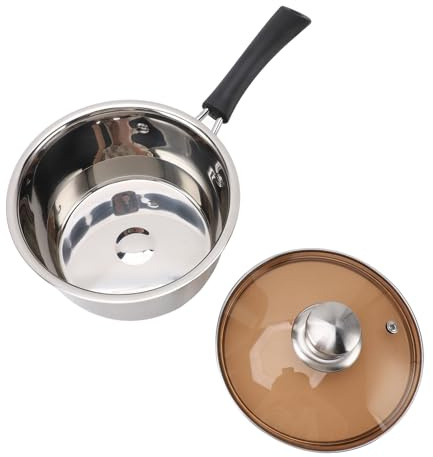 WPKD BLUEIY Pentola in acciaio inox, piccola padella per il latte, 16 cm, con manico singolo ispessito, per zuppe, trasferimento rapido del calore, previene scottature