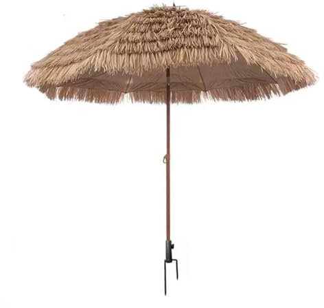 EMENKD Ombrellone Tiki con Tetto in Paglia Hula, Ombrellone con Protezione UV E Inclinazione per Tiki Bar All'aperto, Ombrellone Portatile da Patio Hawaiano con Sabbia(1.6m/5.2ft)