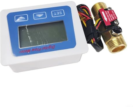 Medidor de flujo de combustible Sensor con pantalla LCD de contador de medición de flujo de agua y consumo en LPM y GPM con unidades de temperatura