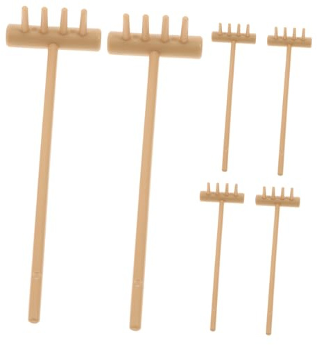 SUPVOX Mini Râteaux Zen pour Bac à Sable, Râteaux De Table à Sable Décoratifs, Lot De 6 Pièces Jaunes 4 Pouces, pour Contemplation Zen Et Jardin Miniature, Outils Micro- De Précision