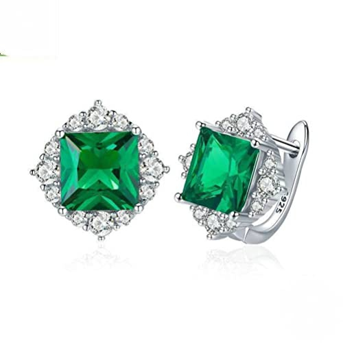 TTDGYYXW Boucles d'oreilles en Argent Sterling 925 pour Femme, Aurore Verte, plaqué Platine, Boucles d'oreilles d'été pour Femme, Vert, Argent 925