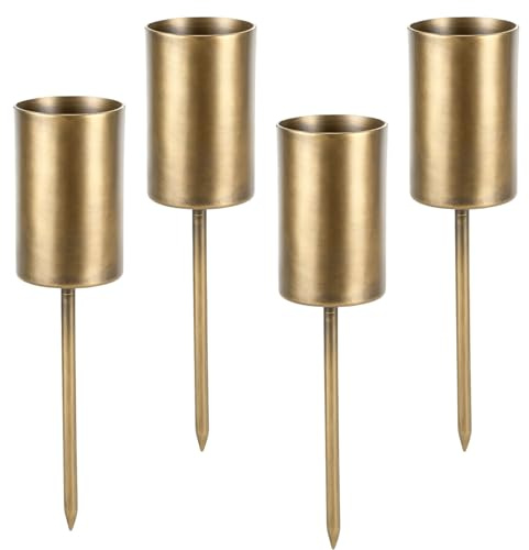 InYoHui 4er Set Kerzenhalter Adventskranz Gold, Metall, zum Stecken | Stabkerzenhalter für Adventskranz, Tischkranz & DIY. Für LED- & Stabkerzen. Weihnachtsdeko für Zuhause
