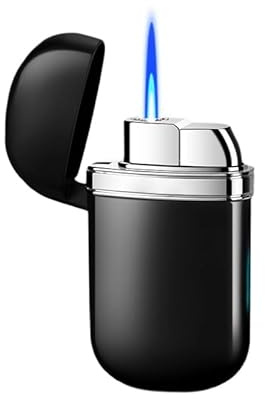 Feuerzeug Vintage Retro mit Metallgehäuse – Winddichter Jet Feuerzeug für Outdoor, Party & Sammler (Schwarz)