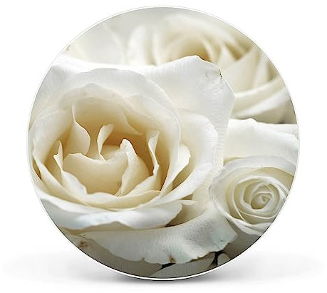 banjado Magnettafel Ø 47cm Weiß - Magnetwand aus Metall - Magnetpinnwand als Memoboard - Pinnwand Magnettafel Küche, Büro, Kinderzimmer inkl. 4 Magnete & Montageset - White Roses