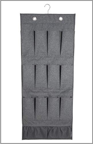 Bigso Box of Sweden Hängeorganizer mit 12 Fächern für Schuhe, Accessoires, Spielzeug usw. – stilvolles Hängeregal für die Tür oder Wand – Tür Organizer aus Polyester und Karton – grau