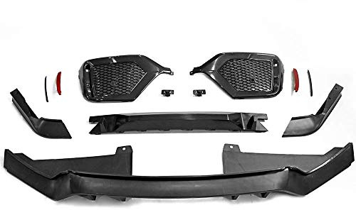 IKON MOTORSPORTS, Rear Bumper Coversion Kit Compatible With 2017-2021 Honda Civic Hatchback, Rear Bumper Garnish Without Bumper and Exhaust Tips TR Black PP 10th Gen Air Dam Protection Boykits