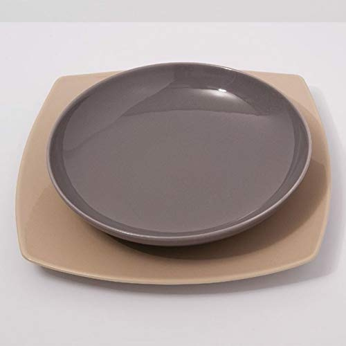 Piatti fondi porcellana grigio - D 22 cm - Siviglia x 6