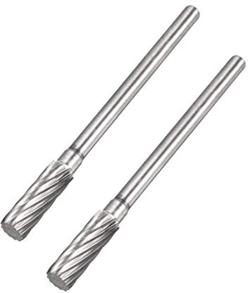 sourcing map Tungsten Carbide Rotary Files 1/8 Shank, Single Cut Top Toothed Cylinder Shape Rotary Tool 4mm Dia, for Die Grinder Drill Bit Alloy Steel Hard Metal Polishing Engraving, 2pcs