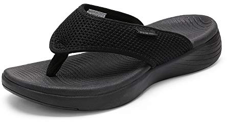 DREAM PAIRS Womens Arch Support Cushion Flip Flops,Black,11