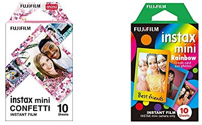 instax Rainbow Mini Film, 10 Shot Pack & Mini Film Confetti, 10 Shot Pack
