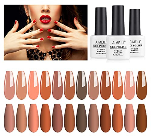 AIMEILI Gel Nagellack UV LED Gellack Farben Set 12 pcs 8ml Soak Off Nägel Farbgel Kit 1 | Soak Off Gel Nail Polish für Frühling Sommer Herbst Winter, Home Nagelstudio DIY Nail Art, Perfekt für Deinen Alltag