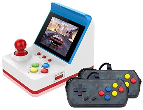 HermosaUKnight A6 Retro Mini Consola de videojuegos portátil Dual Player Mini rojo y blanco Juego Arcade integrado 360 Dual Retro para niños Regalo (azul y blanco con doble asa)